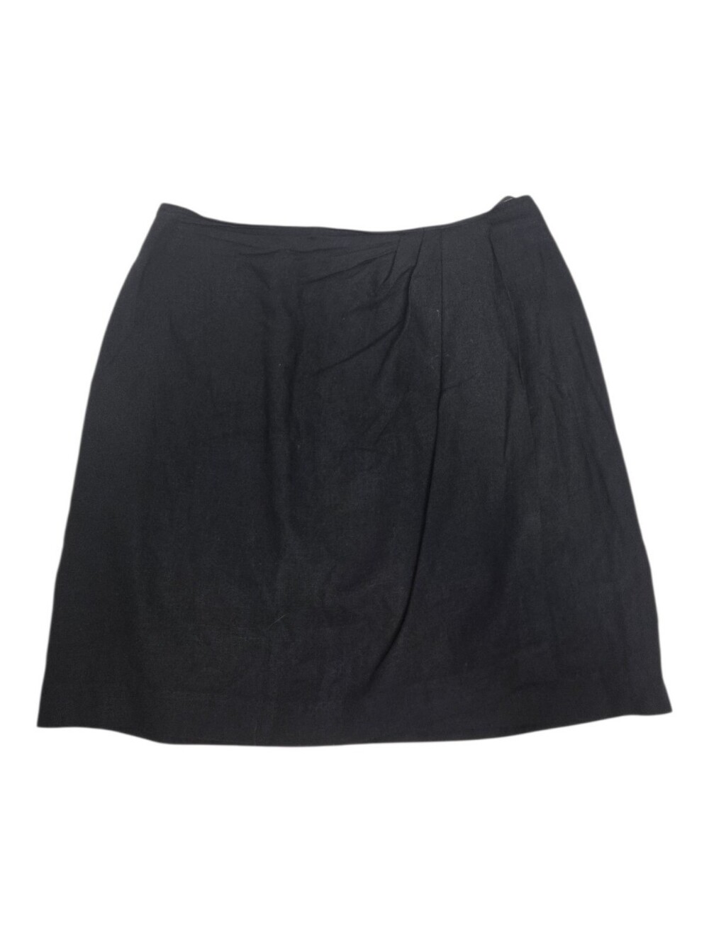 VINTAGE black‎ linen blend minimalist wrap mini skirt S